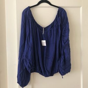 Free People off the shoulder blue top